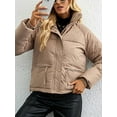 thumbnail image 5 of Liacowi Women Juniors Winter Warm Quilted Puffer Coat Lightweight Solid Color Zip Outerwear Stand Collar Padded Jacket with Pockets, 5 of 9