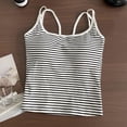 thumbnail image 4 of Women Striped Camisole with Built in Bra, Spaghetti Strap Sleeveless Padded Tank Top, Fashion Backless Outdoor Undershirts, 4 of 8