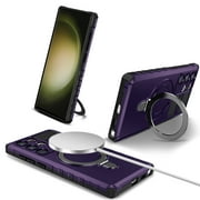 Dteck for Samsung Galaxy Note 20 Ultra Rugged Case, Magnetic Invisible Stand Military Drop Protection Cover, Compatible with MagSafe Shockproof Slim Matte Ring Holder Hard Phone Case, purple