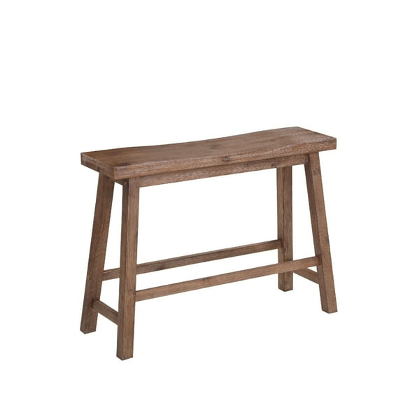 Amber 33 Inch Rubberwood Bench with Saddle Seat Rectangular Brown - Saltoro Sherpi