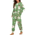 thumbnail image 2 of Yuyamidu Santa Claus Sleepwear for Women Christmas Pajama Set of 2 Candy Canes Long Sleeve Night Pants and Shirt Size 2XL Casual Nightwear Green Daily Wear Clothes, 2 of 7