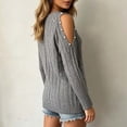 thumbnail image 4 of ClodeEU Women's Crew Neck Cutout Cold Shoulder Cable Knit Long Sleeve Sweater Top,Casual Loose Blouse Gray,Women's Plus XXL, 4 of 7