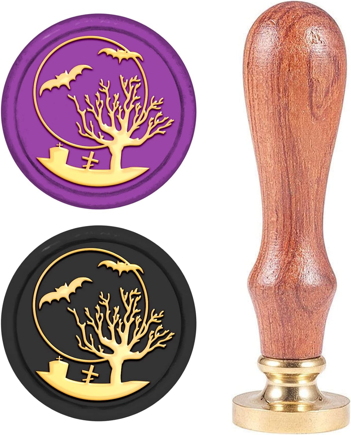 MEGATO Tree Pattern Wax Seal Stamps Retro Happy Birthday Antique Wooden Wax  Seal Stamp Sealing Scrapbooking Craft Wedding Decorative (Color: 06)