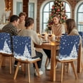 thumbnail image 5 of Navy Blue Christmas Chair Covers Set of 6 White Christmas Tree Xmas Ball Snowflakes Chair Back Covers Stretch Removable Washable Slipcovers Protector for Dining Room Kitchen Party Decor, 5 of 5