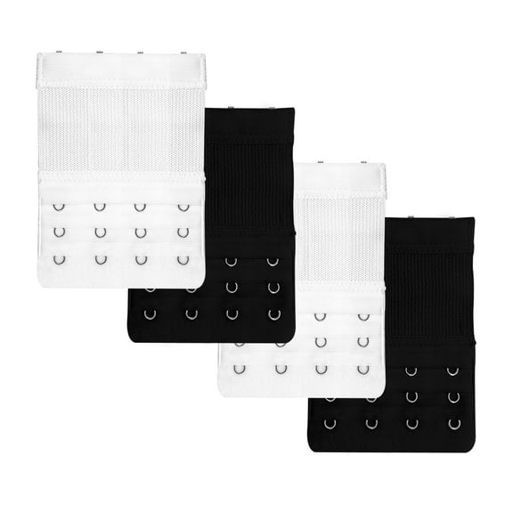 4Pcs Colorful Women's Bra Extenders 3 Rows x 4 Hook, Soft and Comfortable Bra Strap Extension