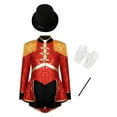 thumbnail image 1 of Lejafay Vêtements de Cirque pour Filles, Robe Justaucorps à Manches Longues avec Franges et Chapeau, Gants Rouges 16, 1 of 6