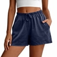 thumbnail image 6 of Nestiefly Linen Shorts for Women Summer Casual Wide Leg Loose High Waist Drawstring Dressy Shorts 2026 Beach Vacation Clothes Navy XXL, 6 of 7
