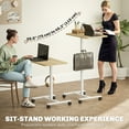 thumbnail image 4 of HOMCOM Bureau Debout Mobile Table au-Dessus du Lit avec Roues, Grain de Bois Naturel, 4 of 10