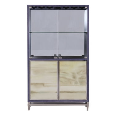 Modern Mirrored Home Bar Cabinet in Watercolor Pattern