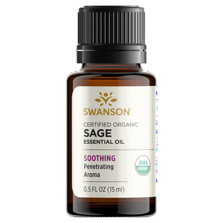 Swanson Aromatherapy Certified Organic Sage Essential Oil 0.5 fl oz Liquid