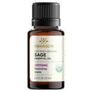 Swanson Aromatherapy Certified Organic Sage Essential Oil 0.5 fl oz Liquid
