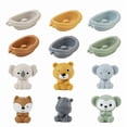 thumbnail image 2 of Baby bath water toy - 6 pack Baby Bath Toy Stackable Infant Bathtub Toys Stacking Floating Boat Train with Animal Finger Puppets Bath Toy（6 boats+6 animals）, 2 of 5