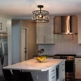 thumbnail image 4 of LNC Uzel 3-Light 13-in Matte Black Crystal LED Semi-flush Mount Light,13"Lx12"Hx13"D, 4 of 13