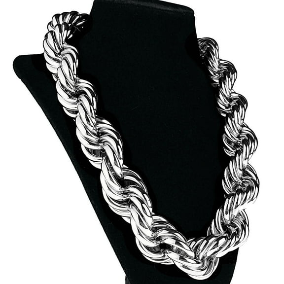 Huge Chain Hollow Rope Dookie 25MM Thick x 20" Inch Silver Tone Hip Hop Necklace
