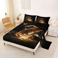 thumbnail image 2 of Manfei Dreamy Kitten Bed Sheets, Neon Butterfly Planet Full Size Sheets, Black Golden, 4-Piece, 1 Flat Sheet, 1 Fitted Sheet and 2 Pillowcases, 2 of 6