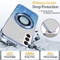 thumbnail image 3 of Compatible with Samsung Galaxy S21 Case Glitter with Magnetic Stand Pink,Phone Samsung S21 Case Silicone Transparent Support Wireless Charging Shockproof Luxury Protective Cover (Blue), 3 of 13