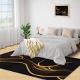 thumbnail image 3 of Geometric Abstract Rugs For Living Room, Simple Black Gold Rugs For Bedroom, Ultra Soft Short Pile Machine Washable Carpet For Kids Room Under Kitchen Table Apartment Office, 3 of 7