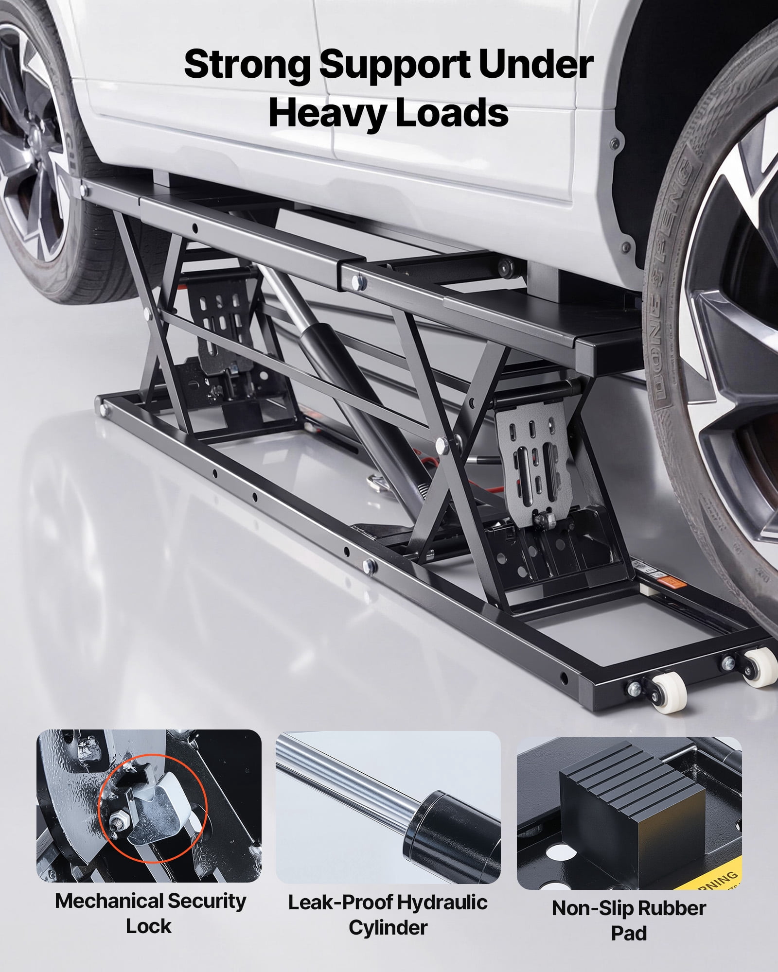 VEVOR Portable Car Lift, 9000 lbs Capacity, Heavy Duty Steel Truck Lift with 28" Max Height, 120V Power Unit, Wheels, 4 Rubber Pads & 4 Lifting Columns for Cars, SUVs, Trucks, Home Garage or Shop Use