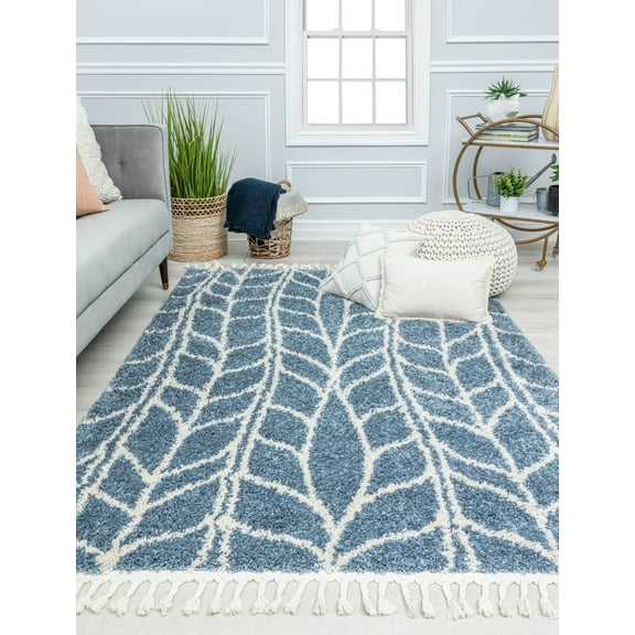Rugs America BT25B Sky Vine Geometric Modern Blue Area Rug, 2'6" x 8'