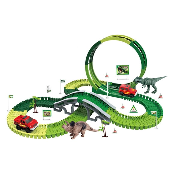 Juego de juguetes de tren de dinosaurio eléctrico Sunnimix Juego de pista de tren