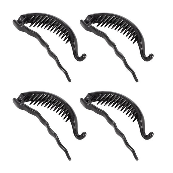 LEEYNEER 4Pcs Banana Clips Hair Thick with Black Plastic Everyday Use