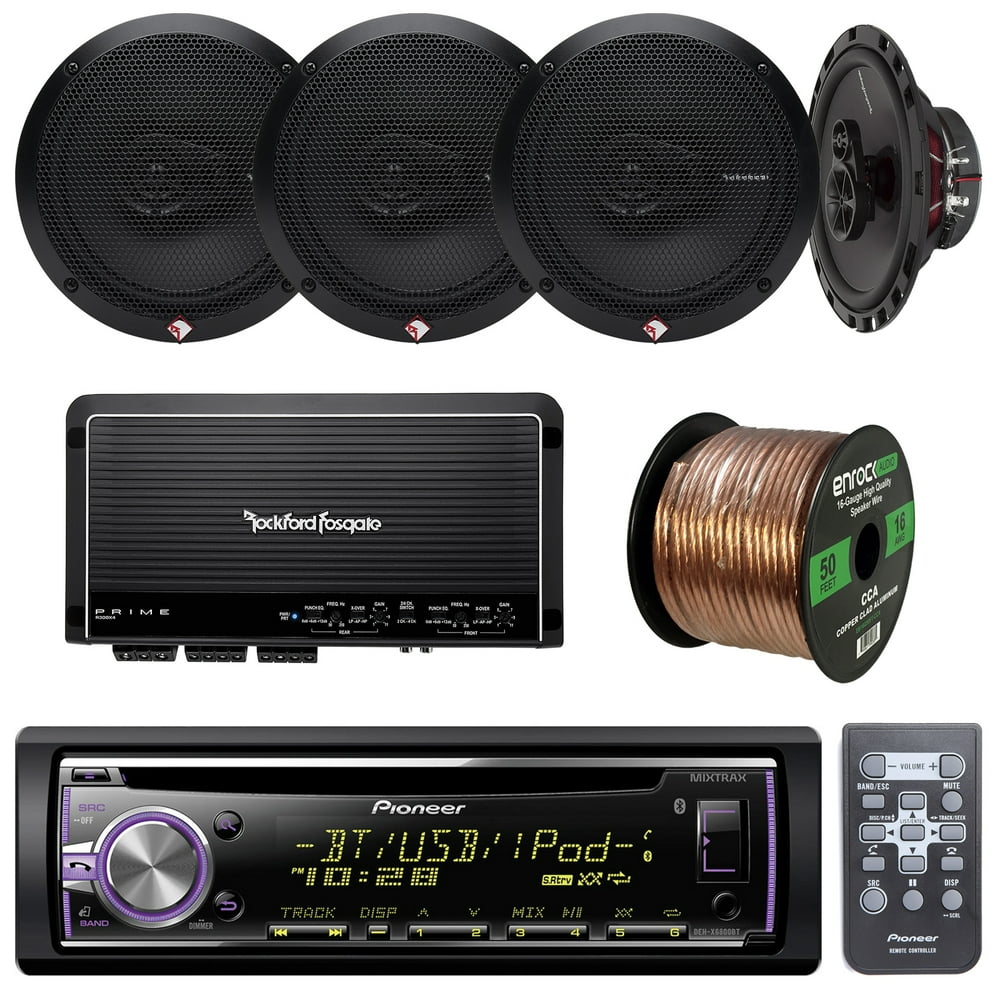 Pioneer DEHX6800BT Bluetooth Car In Dash CD MP3 Stereo Receiver Bundle