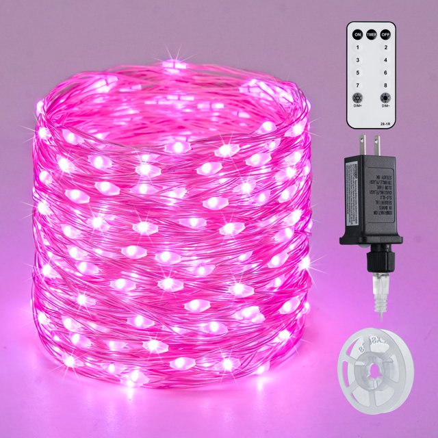 Control remoto String Lights JMEXSUSS 200 LED, 20 m, rosa, impermeable