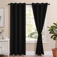 thumbnail image 2 of Hiasan 100% Blackout Curtains with Tiebacks, Room Darkening Privacy Grommet Top Window Curtains for Bedroom & Living Room, Black, 52"W x 84"L, Set of 2, 2 of 10