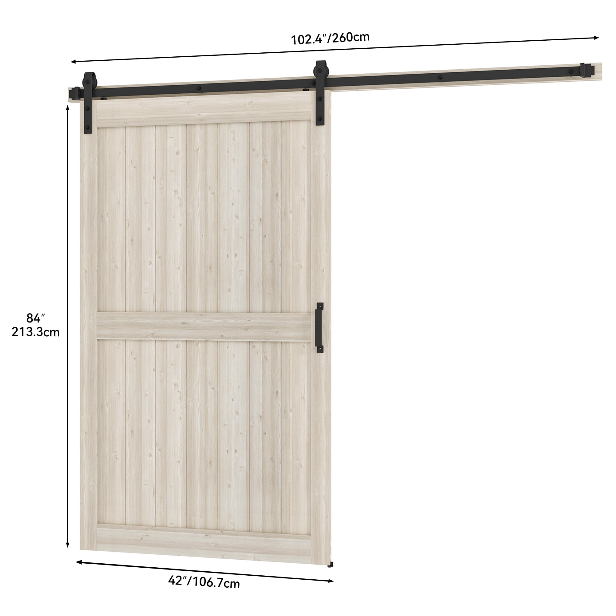 Uforic 48" x 84" Silding Barn Door,with Hardware Kit Rail,and Handle,Pulleys, Light Oak