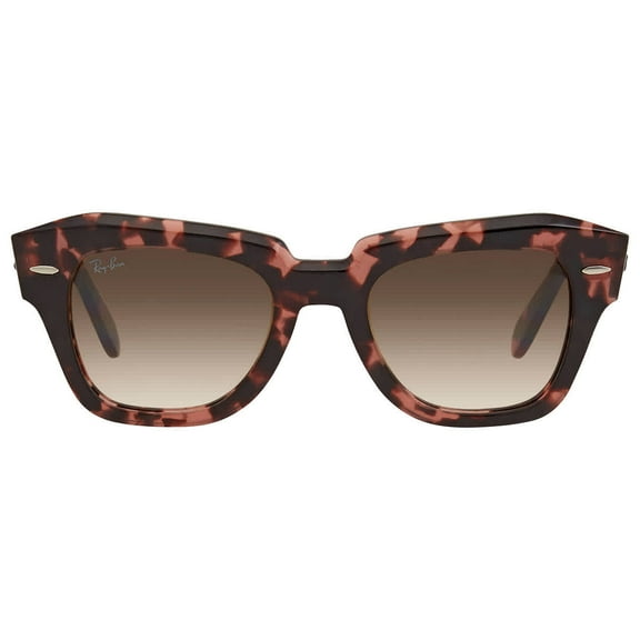 Ray Ban State Street Fleck Light Brown Gradient Square Unisex Sunglasses RB2186 133451 49