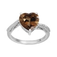 thumbnail image 1 of Bague Solitaire pour Femmes en Argent Sterling 925 avec Tige Perlée et Quartz Fumé 10MM, 1 of 2