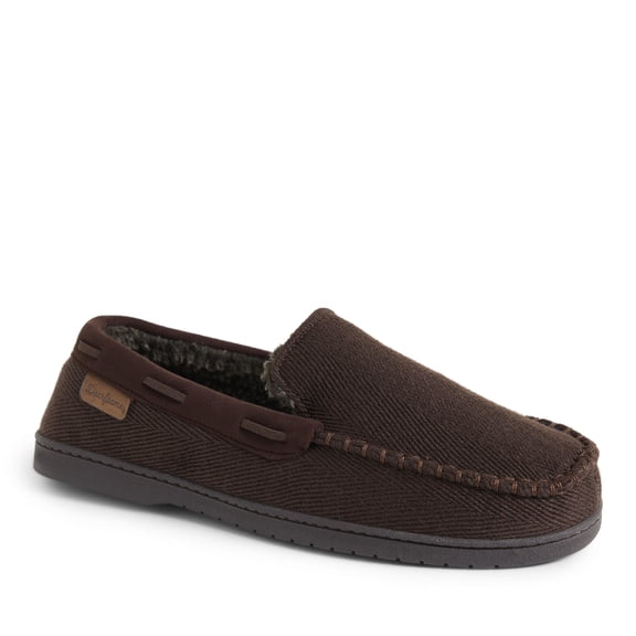 Dearfoams Men's Keaton Twill House Shoe Moccasin Slipper