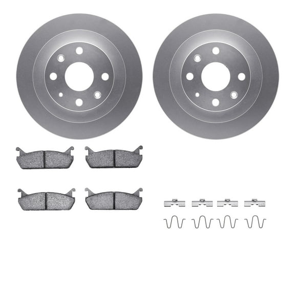 Dynamic Friction Company Rear Geospec Brake Rotors with 5000 Advanced Brake Pads includes Hardware 4512-99013
