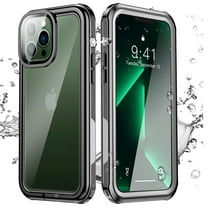 For iPhone 13 Pro Max Case Waterproof,Built-in 9H Tempered Glass Screen Protector [Real 360][IP68 Underwater][14FT Military Dropproof][Dustproof] - Black/Clear