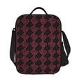 thumbnail image 6 of Thermal Insulation One Shoulder Portable Bento Bag Can Be Reused 8×10.5in For Carrying Drinks Bento Box Fruit Snacks Crimson Modern Houndstooth Texture_4, 6 of 8