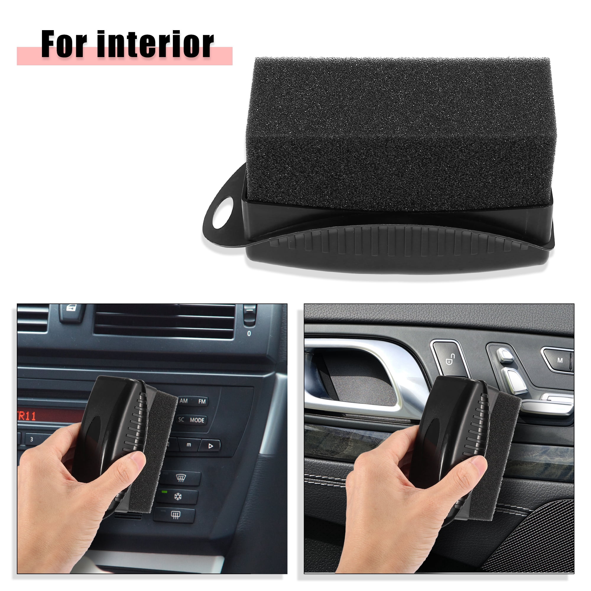 Unique Bargains 2Pcs Tire Wheel Rim Trim Sponge Foam Brush 3.94"x1.57"x2.36" Black