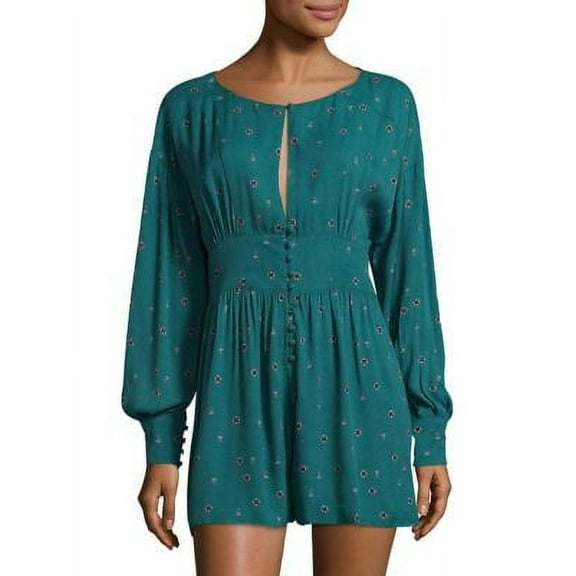 Free People Womens Love Grows Romper Jumpsuit, Green, X-Small