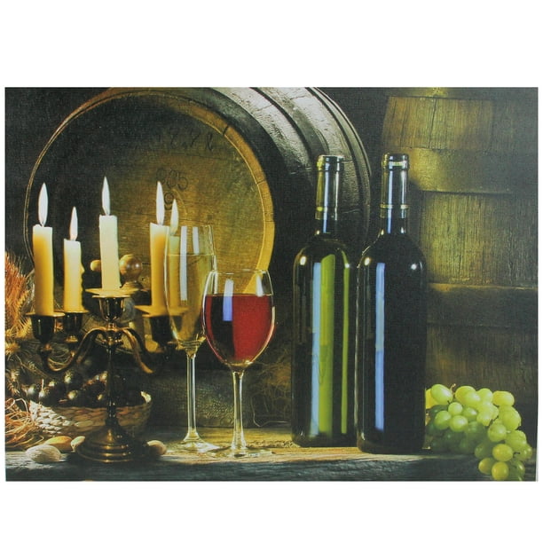 Northlight 15,75" A Allumé des Bougies Scintillantes et du Décor d'Art Mural en Toile de Vin
