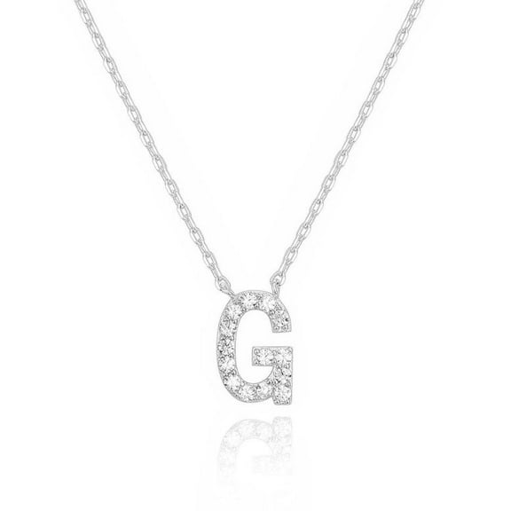Bonjour Jewelers 14k White Gold Created Diamond Initial G Letter Pendant Necklace Plated