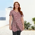 thumbnail image 4 of Womens Tunic Tops Short Sleeve Plus Size Shirts Swing Blouses Summer Red Paisley Floral Tops 3XL, 4 of 7