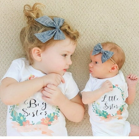 

2017 Newborn Infant Toddler Baby Kids Girls Big Sister T Shirts Little Sister Matching Clothes Jumpsuit Romper Outfits Set