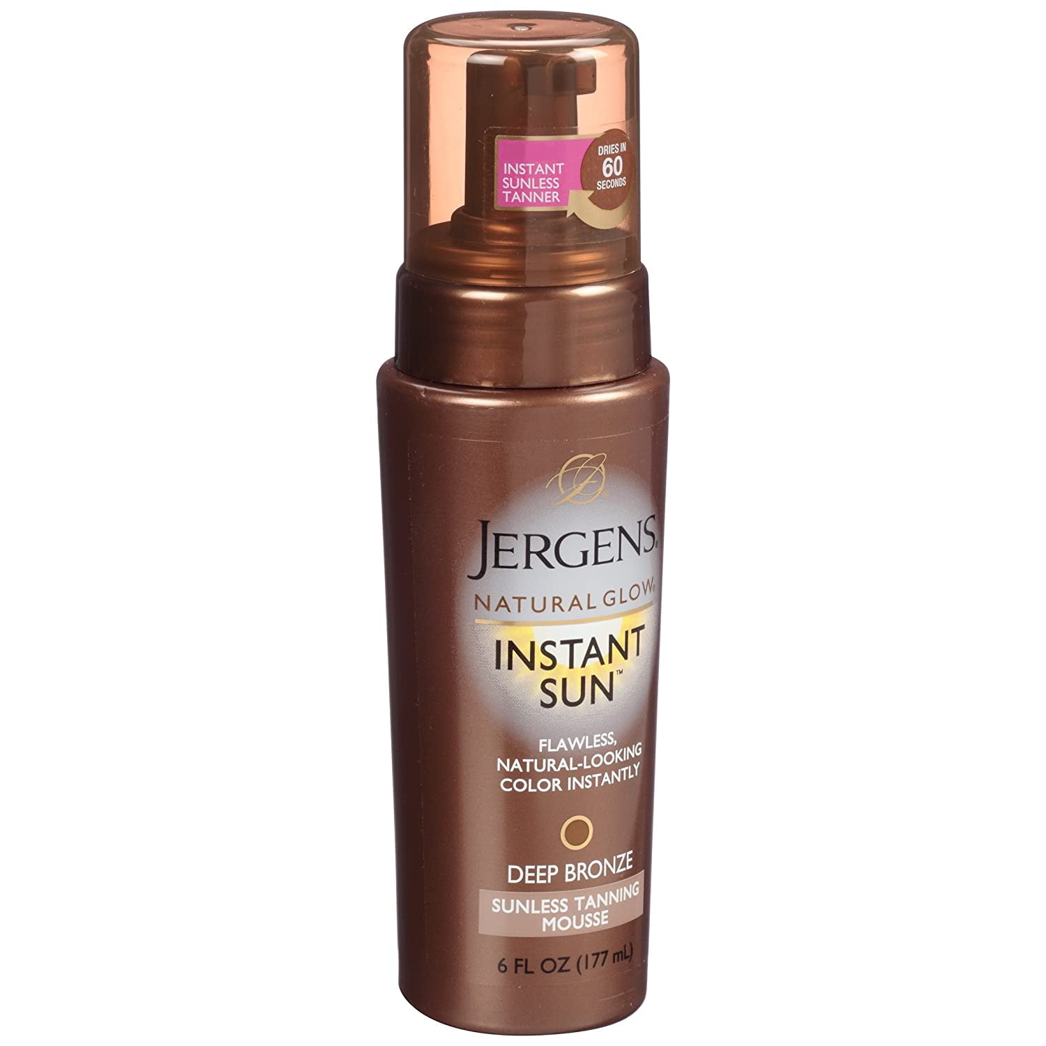 Jergens Natural Glow Instant Sun Sunless Tanning Mousse, Deep Bronze 6 oz (Pack of 2)