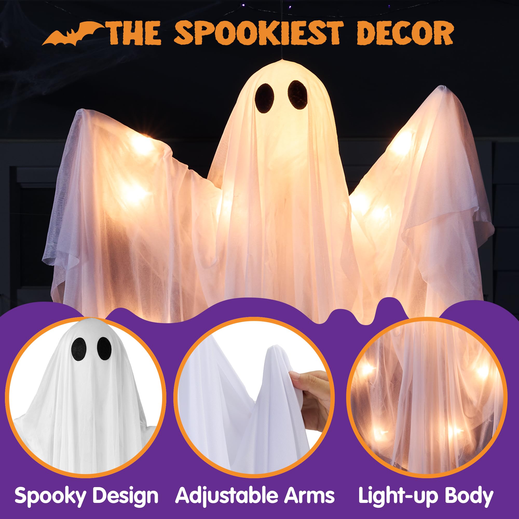 Ayieyill 47" Light Up Hanging Ghost Decoration photo 2