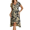 thumbnail image 2 of INSPIRE CHIC Women's Midi Wrap Summer Tropical Floral Dress, 2 of 5