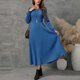 thumbnail image 1 of mfyjkho Vestidos para mujer, Vestido informal de invierno con cuello redondo, manga larga y rayas cepilladas para mujer, color liso Vestidos festivos para mujer xxl, 1 of 7
