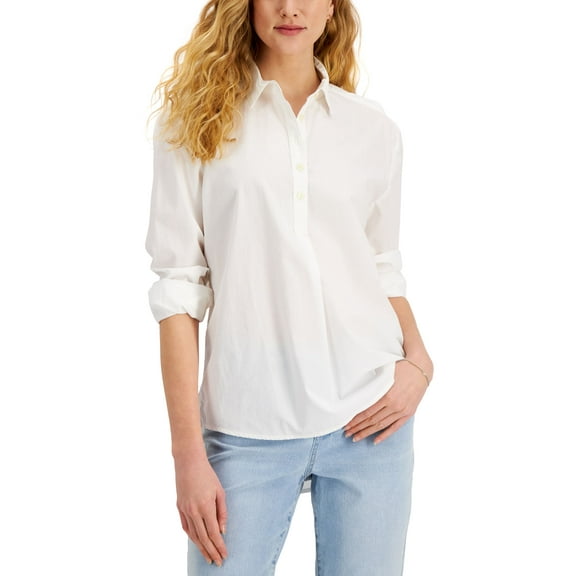Style & Co Cotton Popover Shirt Bright White 2XL