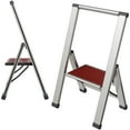 thumbnail image 3 of Sorfey 1-Step Folding Step Ladder Aluminum Foldable Step Stool, Mahogany/Silver, 3 of 8