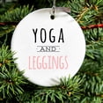 thumbnail image 2 of DistinctInk Hanging Ceramic Christmas Ornament - Yoga and Leggings - Gold String, 2-3/4 inch Diameter, 2 of 2
