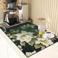 thumbnail image 6 of Coffee Mat for Countertops, Floral Painting Green Dish Drying Mat 2 Pcs for Kitchen Coffee Bar Accessories, Coffee Maker Espresso Machine Dish Rack Hide Stain Rubber Backed 12x19in, 6 of 6