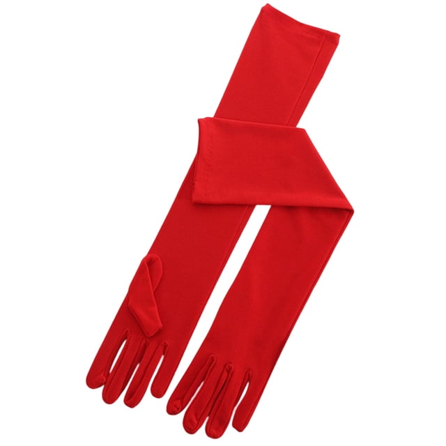 facefd 2 Pcs 45cm Multicolores Gants Longs pour Femmes Robe de Dîner Mitaines Chaudes pour Dames Conduite Automne Festival Fête Rouge